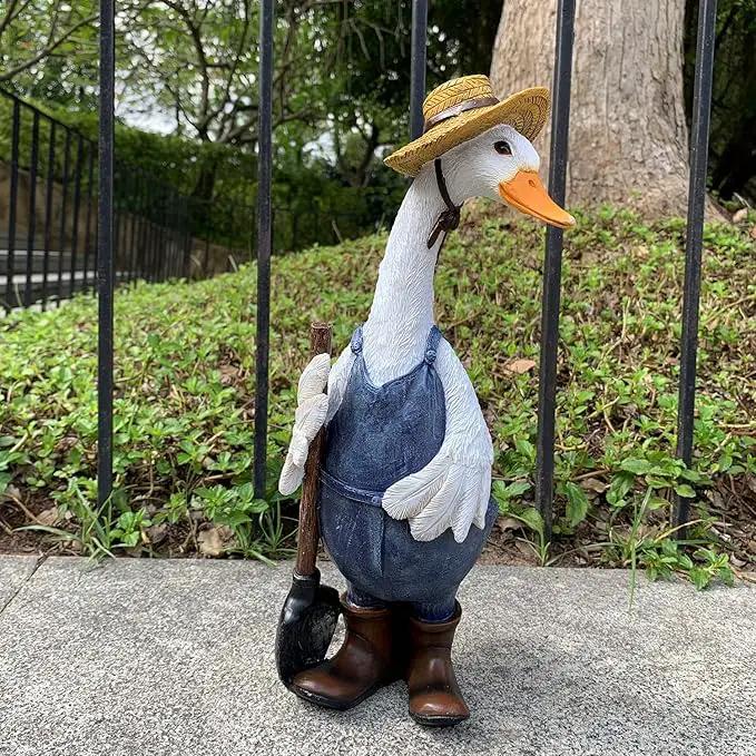 Garden Statues Gardener Couple Duck, Indoor Outdoor Decorations Cute Ducks Art Décor Goose Figurine Ornament for Yard Home Garden Patio and Office (Male) by GreenHaven Gardens