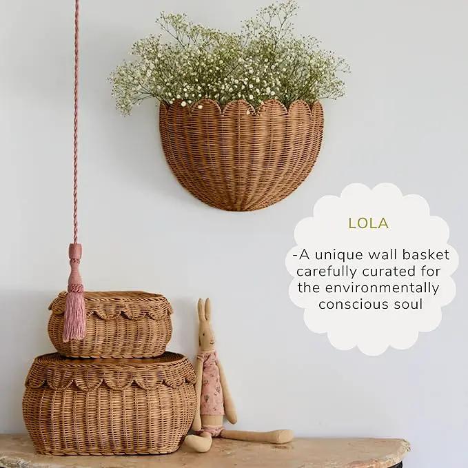 BEBE BASK Scalloped Wicker Hanging Basket - The Original Wicker Wall Decor - Hand Woven Wall Basket - Home Décor Wall Hanging Basket - Wall Storage Basket for Nursery, Living Room and Bathroom (Mocca) by GreenHaven Gardens