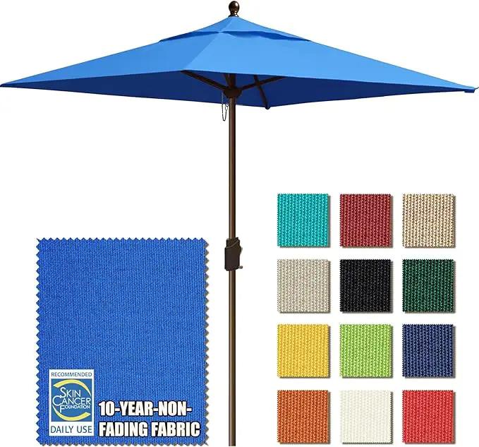 EliteShade USA 10-Year-Non-Fading 6x6Ft Square Market Umbrella Patio Outdoor Table Umbrella with Ventilation, Royal Blue by GreenHaven Gardens
