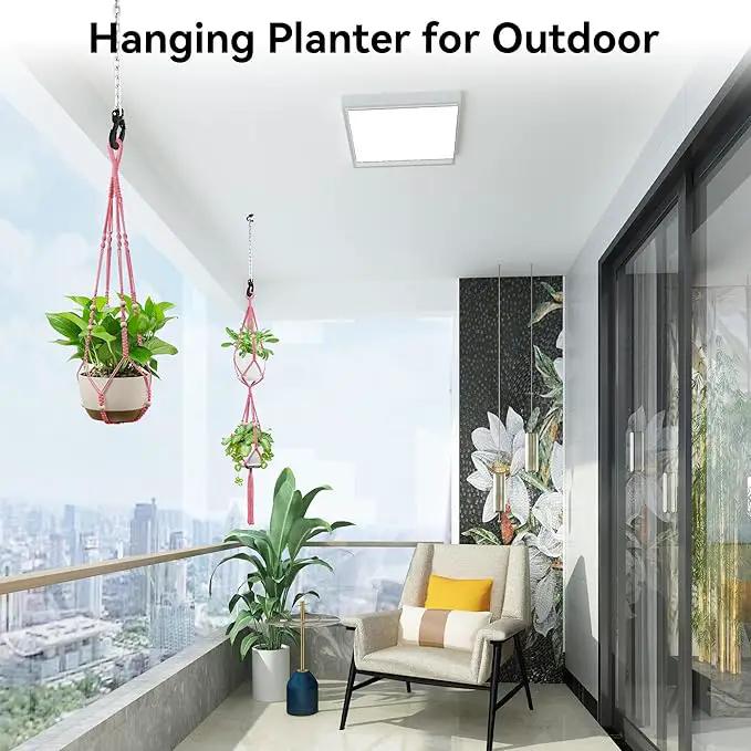 USLAI Macrame Plant Hanger Indoor Outdoor, Up to 4-15 inch Pot, Heavy 20lb Planters, Extra Long Strong Hanging Planter Basket Holder, Boho Home Decor, 35+49 Inch, Yellow (POTS NOT Included) by GreenHaven Gardens