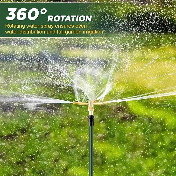 3-Arm Garden Sprinkler,360 Degree Rotating Lawn Sprinklers with Adjustable Tripod Base,Yard Sprinkler for Large Area Coverage,Hose Attachment Water Sprayer for Lawn,Garden,Animal Deterrent by GreenHaven Gardens