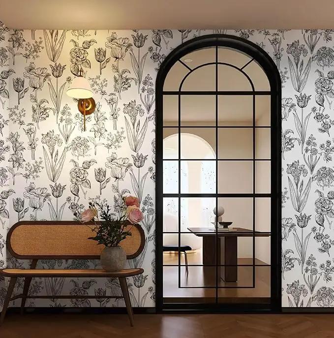 Dimoon 393"x17.3" Floral Peel and Stick Wallpaper White Contact Paper Waterproof Black Lines Wallpaper Vintage Flower Thicken Plant Self Adhesive Removable Wall Covering Shelf Liner Decal Vinyl Roll by GreenHaven Gardens