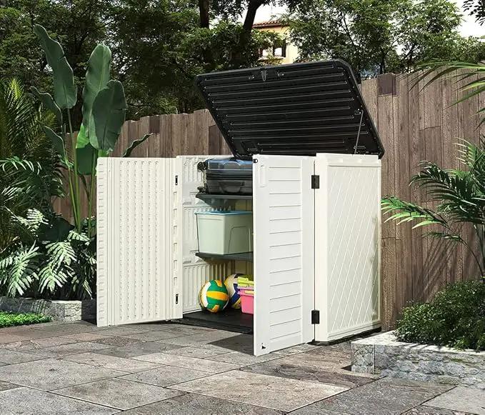 HOMSPARK Storage Shed Weather Resistance, Multi-Purpose Outdoor Storage Cabinet for Backyards and Patios, 26 Cu.ft Capacity Horizontal Storage Shed for Bike, Lawnmower, Trash Cans, Patio Accessories by GreenHaven Gardens