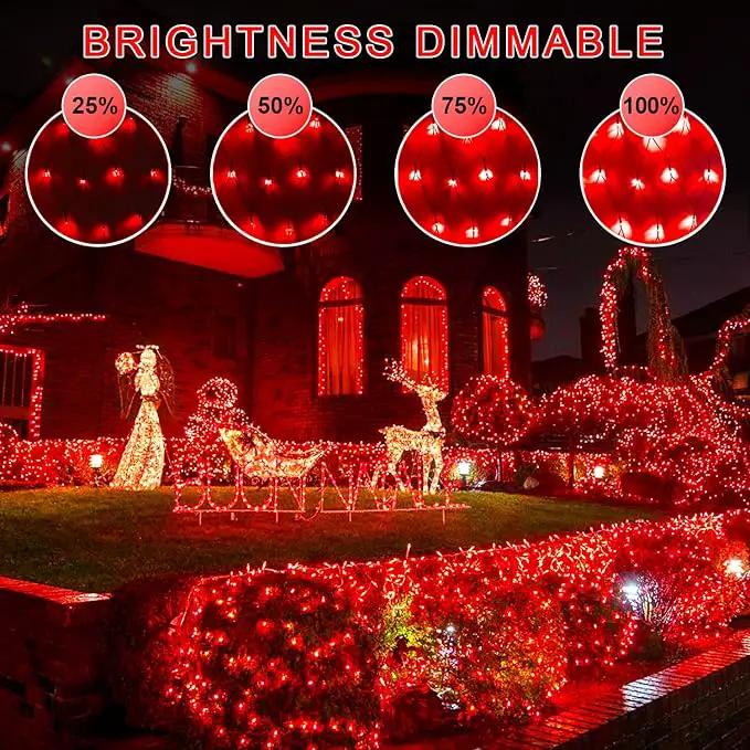 JMEXSUSS 360 LED Red Net Lights Outdoor, Connectable 12ft x 5ft Red Net Lights Plug in with Remote, 8 Modes Waterproof Red Christmas Lights for Bushes Christmas Halloween Decorations by GreenHaven Gardens