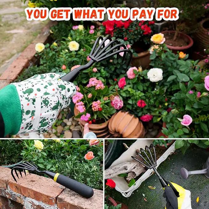 Garden Rake - Kemaier Stainless Steel Hand Cultivator for Heavy-Duty Soil Loosening, Planting, and Weed Removal by GreenHaven Gardens