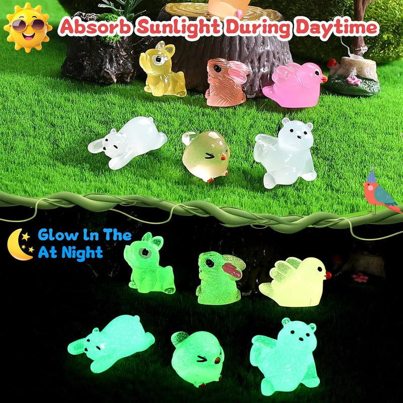 Luminous Mini Resin Animals 100 Pcs Glow in The Dark Resin Animals 100 Styles Miniature Fairy Garden Mini Ducks Figurines Slime Charm for Accessories Landscape Aquarium Potted Decoration by GreenHaven Gardens