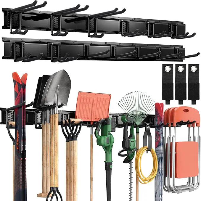 LBT 99" Garage Tool Organizer Wall Mount - 1000lbs Garden Tool Organizer with Adjustable Hooks, Heavy Duty Metal Garage Storage Rack, Anti-Rust Shed Rack Holder Hanging Rake Broom Mower Snowboard by GreenHaven Gardens