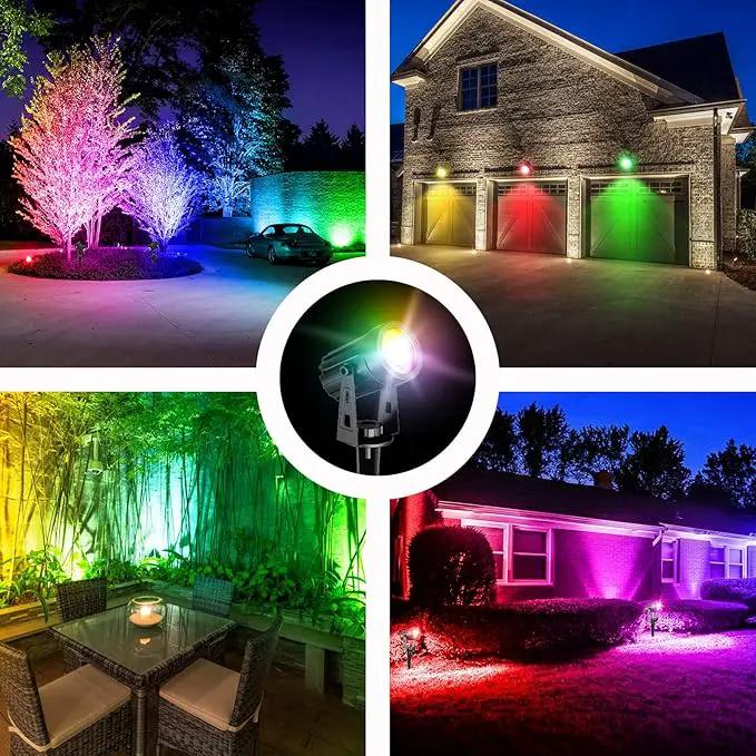 T-SUN Color Changing Solar Lights for Outside, Solar Spot Lights Outdoor Waterproof, Dual Head Solar Landscape Spotlights for Garden, Pond, Yard, Trees, Pathway(RGB) by GreenHaven Gardens