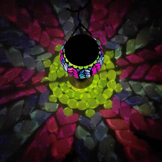 Mosaic Hot Air Balloon Solar Lanterns Outdoor Waterproof, Colorful Glass Solar Hanging Lantern Lights for Garden Patio Yard Gifts for Women Mom Grandma by GreenHaven Gardens