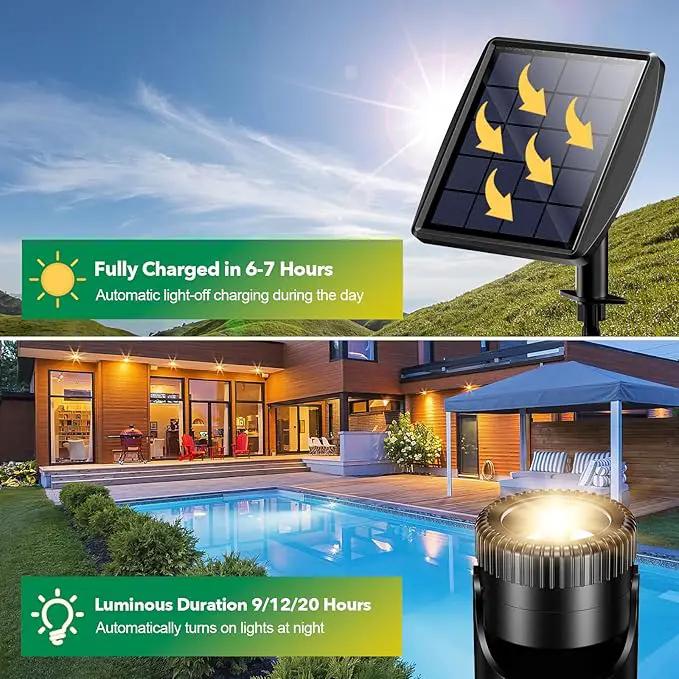 POPOSOAP Solar Pond Lights, 3-in-1 Warm White Underwater Pond Lights, IP68 Waterproof LED Landscape Spotlights for for Pond, Garden, Patio, Fountain, Pool, Waterfall Decoration(3 Head Lamp) by GreenHaven Gardens