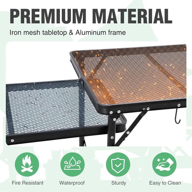 RedSwing Folding Grill Table with Sink and Double Shelf, Multifunctional Portable Grill Stand Table for Outdoor Camping Picnic BBQ, 69 x20 x31.5 Inches, Black by GreenHaven Gardens