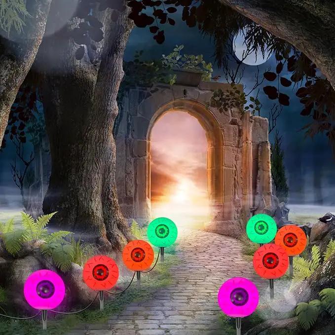 Outdoor Halloween Decorations Pathway Lights, 7Ft Halloween Eyeballs Pathway Markers String Lights Waterproof with 4 LED Scary Eyeballs Halloween Stakes Lights for Outdoor Walkway Yard Lawn Garden by GreenHaven Gardens