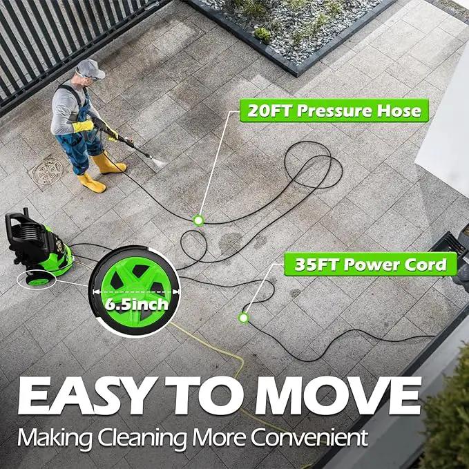 Pressure Washer, 5000PSI 3.2GPM Adjustable Touch Screen with 55FT Total Length 4 Nozzles for Driveways Cars by GreenHaven Gardens