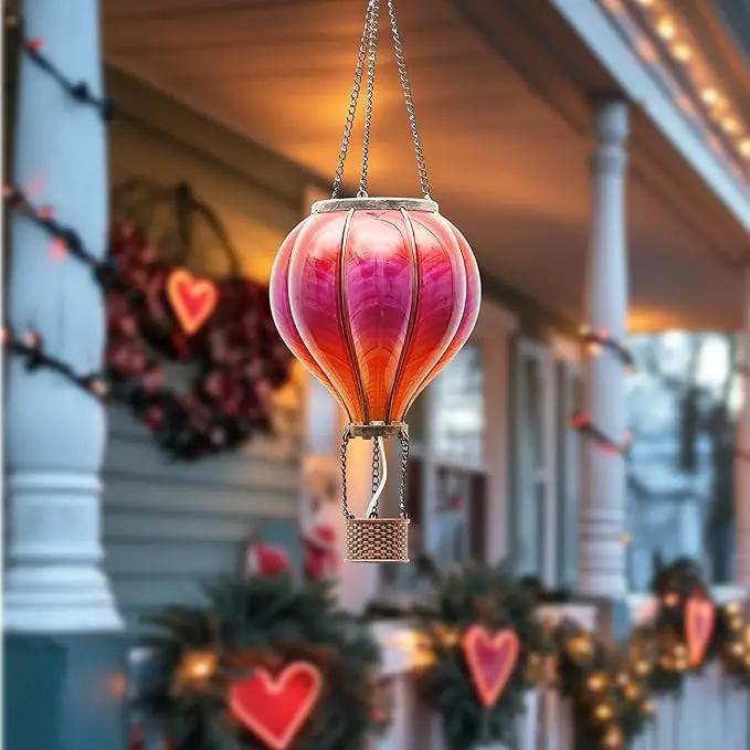 TERESA'S COLLECTIONS Hot Air Balloon Solar Lantern for Garden Decor ,Flickering Flame Hanging Solar Light for Outdoor ,Red Plastic Lamp for Yard Tree Gift for Mom by GreenHaven Gardens
