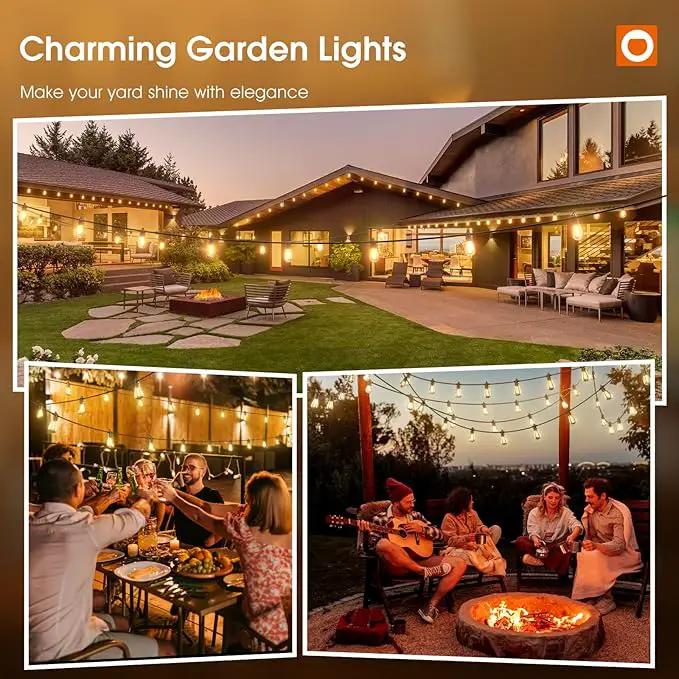 addlon 50FT LED Outdoor String Lights Timer Control with Edison Shatterproof Bulbs, Weatherproof Strand, Commercial Grade Patio Lights, Decorative for Garden or Patio, Black by GreenHaven Gardens