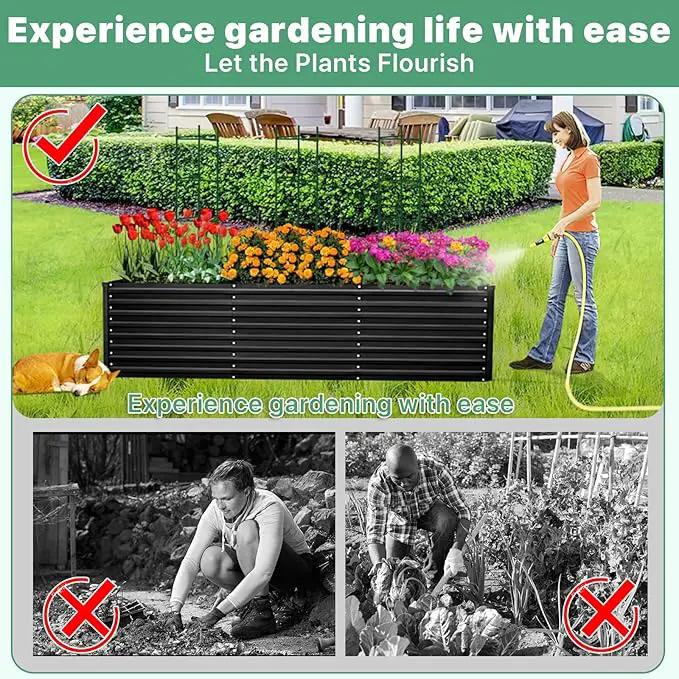 8×4×2ft Galvanized Metal Raised Garden Bed, Metal Planter Kit Box Outdoor for Deep-Rooted Vegetables, Flowers, Green and Herbs by GreenHaven Gardens