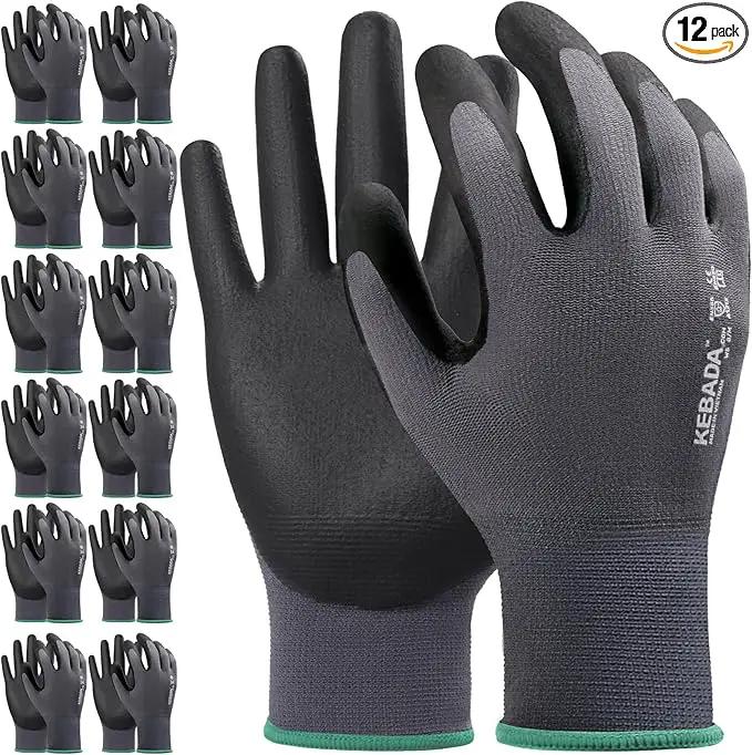 Kebada Work Gloves for Men and Women, Foam Nitrile Coated Safety Gloves with Grip, Ideal for Warehouse Package Handling, Gardening, Mechanic and Construction, Small by GreenHaven Gardens