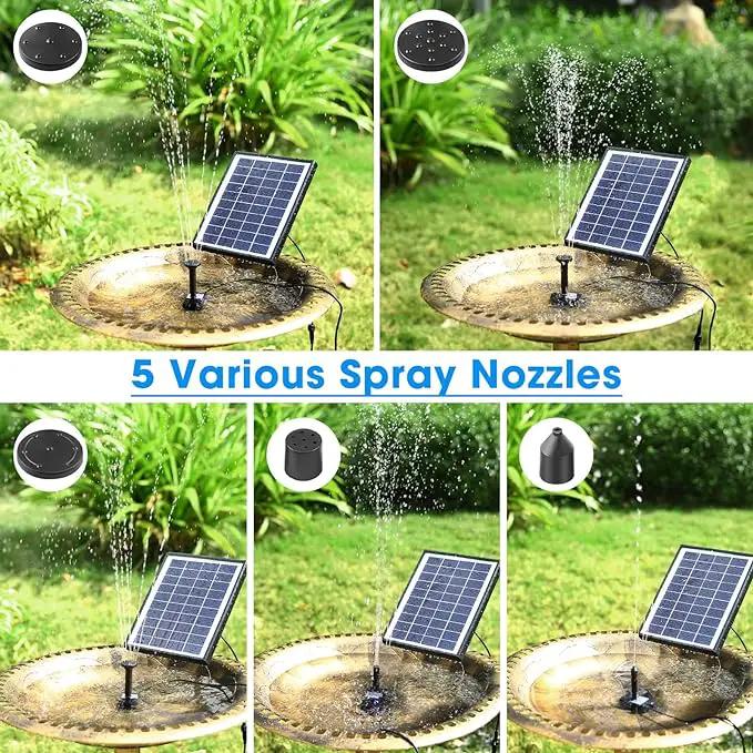 POPOSOAP Solar Bird Bath Fountain Pump, 6W Outdoor Solar Water Fountain Pump for Bird Bath with 4ft Tubing & 5 Nozzles, DIY Solar Powered Water Fountain for Garden, Ponds, Pool and Fish Tank by GreenHaven Gardens