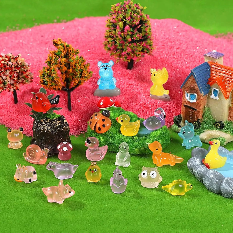 168 Pcs Mini Resin Animals Tiny Resin Animals Mini Ducks Miniature Little Small Figurines Glow in The Dark for Dollhouse Fairy Garden Accessories DIY Hide Crafts Potted Plant Aquarium Decor by GreenHaven Gardens