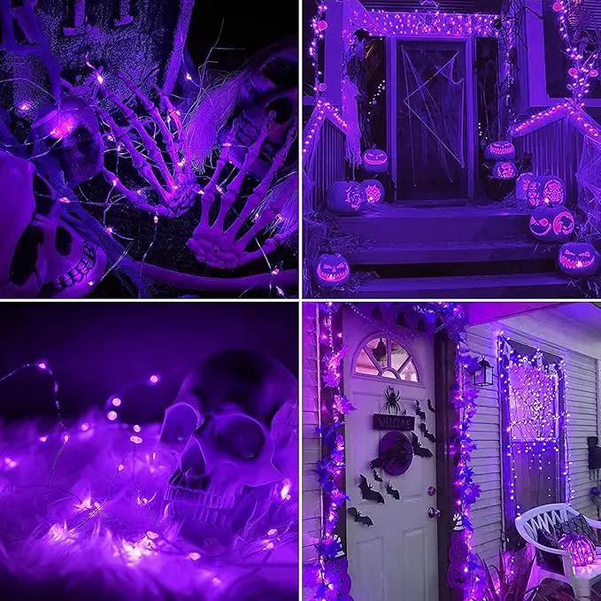 JMEXSUSS 2 Pack Purple Solar Christmas Lights, 33ft 100 LED Purple Solar Lights Outdoor, Waterproof 8 Modes Purple Fairy Lights for Outside Tree Garden Patio Christmas Halloween Decorations by GreenHaven Gardens
