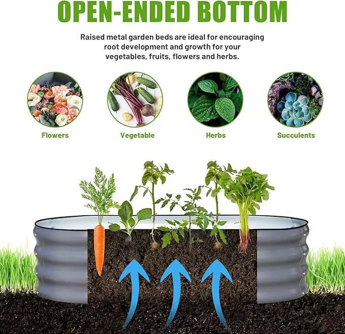 SnugNiture Galvanized Raised Garden Bed, 4x2x1ft Oval Metal Planter Box for Planting Outdoor Plants Vegetables by GreenHaven Gardens