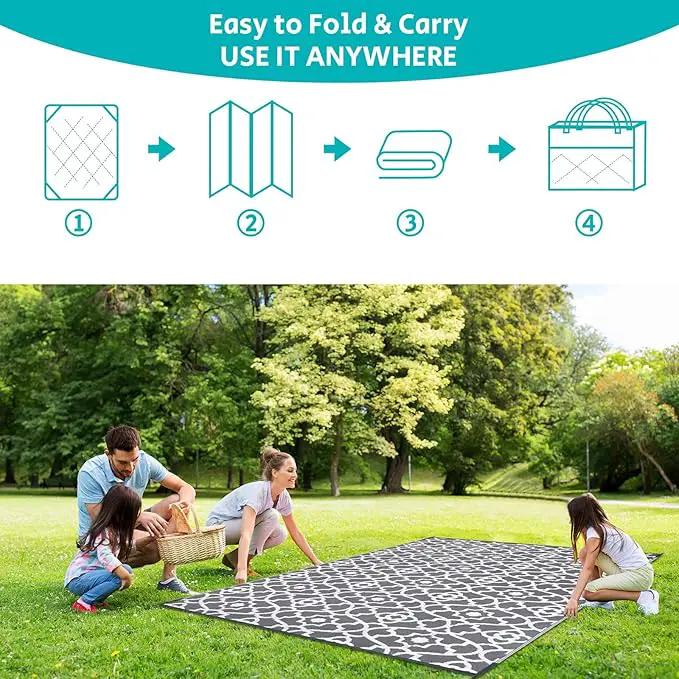 HEBE Outdoor Rug Waterproof 8x10, Plastic Straw Rug Camping Rug, Reversible Outdoor Patio Rugs RV Mat Clearance, Indoor Outside Floor Carpet for Porch,Deck,Camper,Balcony,Backyard by GreenHaven Gardens