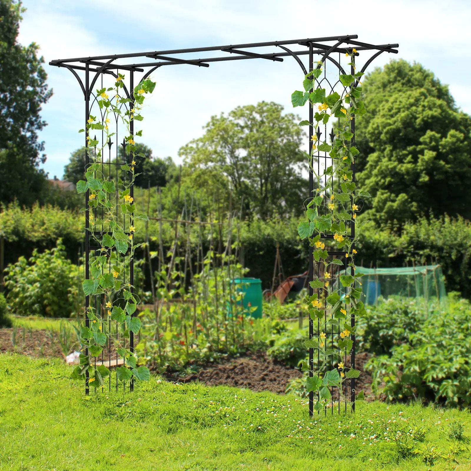 81 Inch Garden Arbor Metal Archway for Climbing Plants-Black by DirectDeals