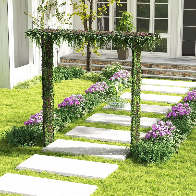 81 Inch Garden Arbor Metal Archway for Climbing Plants-Black by DirectDeals