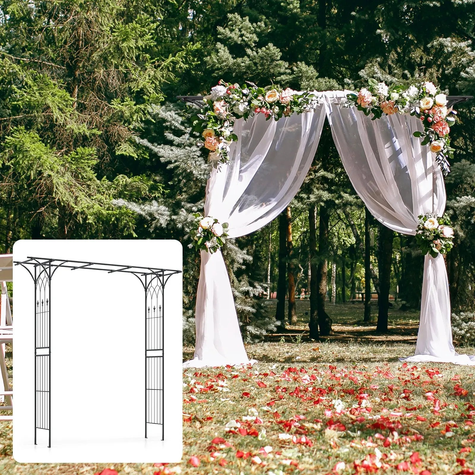 81 Inch Garden Arbor Metal Archway for Climbing Plants-Black by DirectDeals