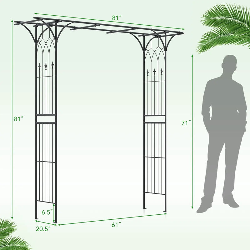 81 Inch Garden Arbor Metal Archway for Climbing Plants-Black by DirectDeals