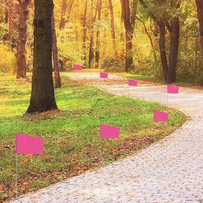 Zozen 50Pack Fluorescent Pink Marking Flags, Writable/15x4x5 Inch, Yard Flags for Lawn & Irrigation & Landscape & Sprinkler & Survey & Dog Training. by GreenHaven Gardens