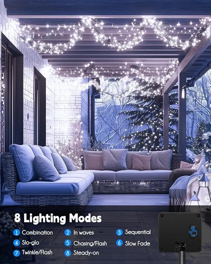 Brightown Solar String Lights for Outside, 19.6Ft 240 LED Solar Fairy Lights for Outdoor Waterproof with 8 Modes for Patio Party Garden Yard Home, Pure White by GreenHaven Gardens