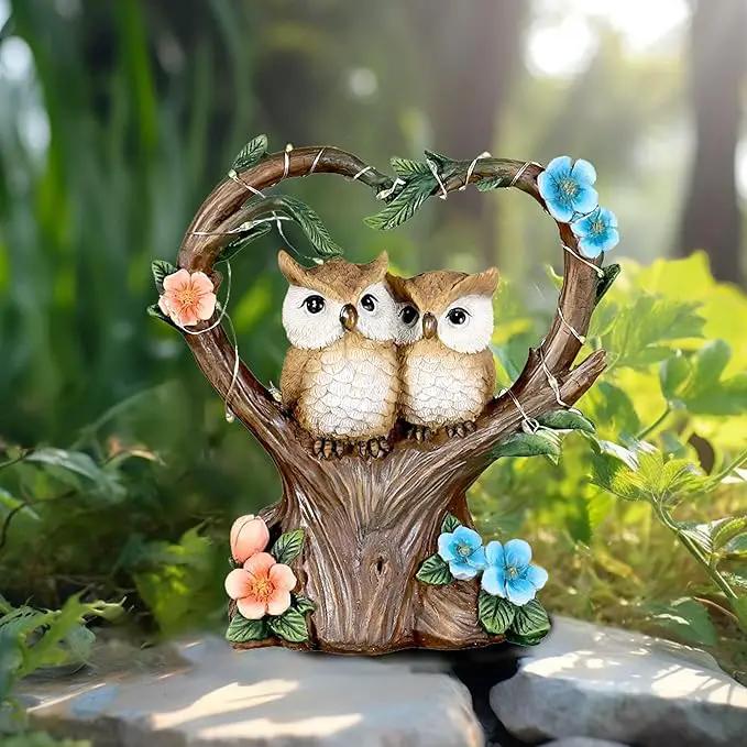Solar Garden Owl Statue, Owl Figurines with Solar LED Lights for Garden Patio Lawn Ornaments, Indoor Outdoor Decor Waterproof Garden Gift for Owl Lovers 7'' by GreenHaven Gardens