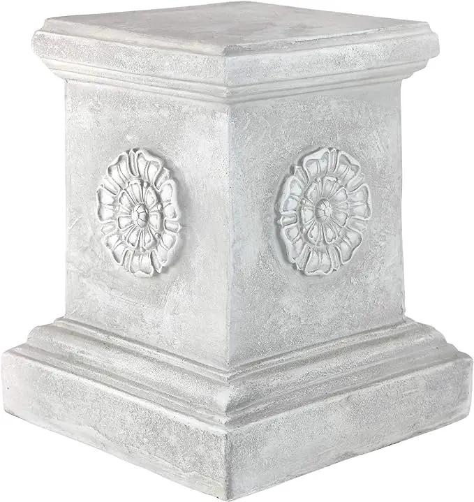 Design Toscano English Rosette Indoor/Outdoor Sculptural Garden Plinth Base Statue Riser, Large 13 Inch Tall, Cast Stone Resin, Antique Stone Finish by GreenHaven Gardens
