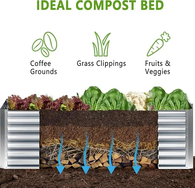 EKX 4x2x2FT Galvanized Raised Garden Bed, Raised Garden Bed Kit-Metal Planter Box Outdoor,Planting for Vegetables, Fruits,Herbs, Flowers-Slive by GreenHaven Gardens