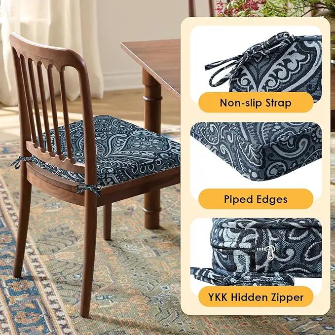 Outdoor Round Corner Seat Cushion, 17"x16"x2", Set of 4, Non Slip Seat Cushion Pads with Removable Cover for Patio Furniture, Garden Yard Lawn, Warm Taupe by GreenHaven Gardens