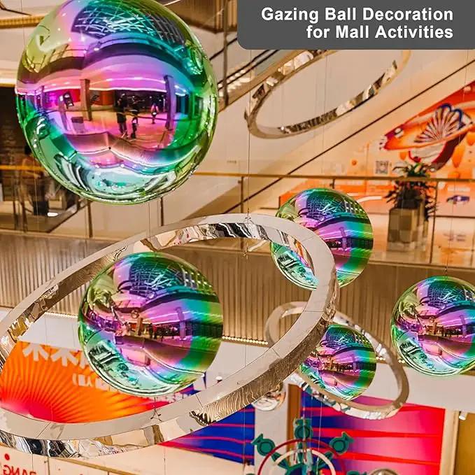 Nerien Gazing Ball, Stainless Steel Garden Mirror Globe, Polished Ornament Sphere, Hollow Floating Reflective Hemisphere, for Home Outdoor Pond Housewarming Swimming Pool Decoration, Rainbow, 8Pcs by GreenHaven Gardens