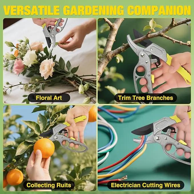 Yesker Pruning Shears Garden Shears 7.8" Professional Garden Scissors Sharp 65 Manganese Steel Blade Heavy Duty Clippers Hand Pruners for Cutting Fresh Flowers Branch Plant Trimming Gardening Tools by GreenHaven Gardens