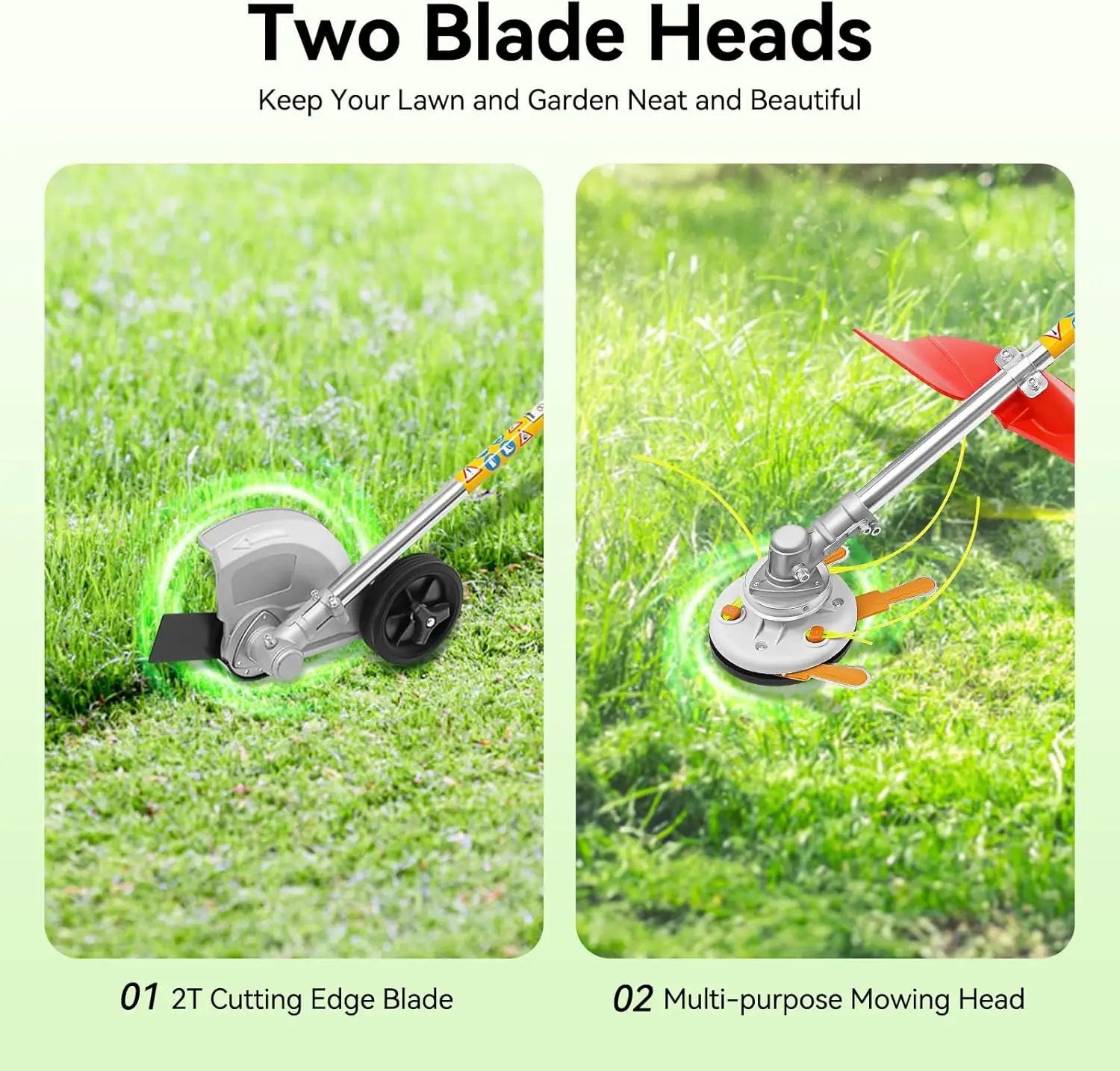 2 Stroke 43cc Gasoline Weed Trimmer Brush Cutter Lawn Edger Grass Weed Eater, Gas Weed Trimmer Gas Weedeaters Grass Trimmer Cordless Gasoline Power w/ 2 Blade Heads by GreenHaven Gardens