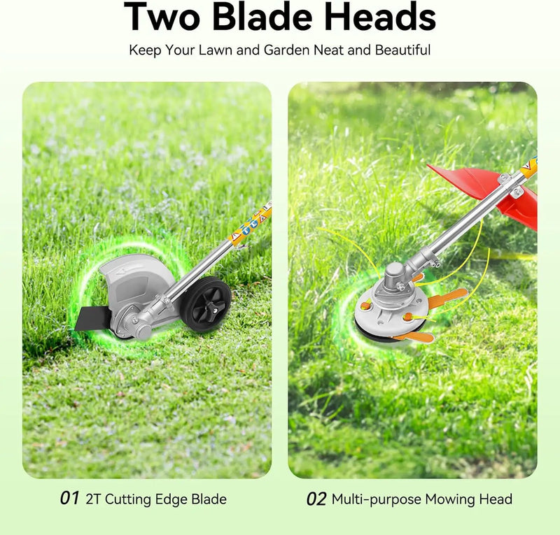 2 Stroke 43cc Gasoline Weed Trimmer Brush Cutter Lawn Edger Grass Weed Eater, Gas Weed Trimmer Gas Weedeaters Grass Trimmer Cordless Gasoline Power w/ 2 Blade Heads by GreenHaven Gardens