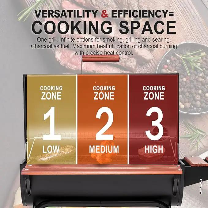 Royal Gourmet CC1830V 30 Barrel Charcoal Grill with Wood-Painted Side Front Table, 627 Square Inches Cooking Space, for Outdoor Backyard, Patio and Parties, Black by GreenHaven Gardens