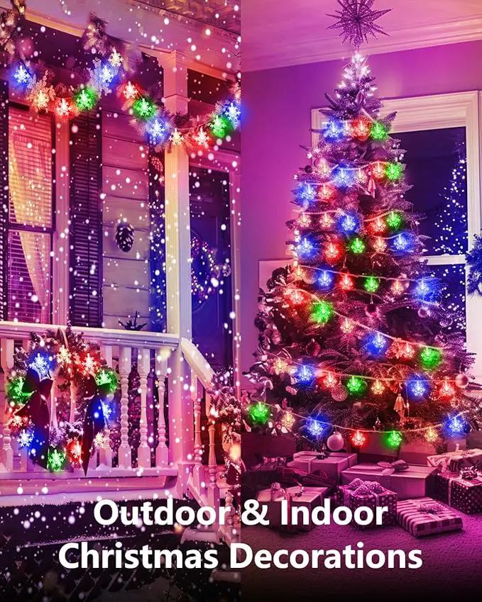 Brightown Solar Christmas Snowflake String Lights, 72FT 200 LED Outdoor Waterproof Fairy Lights with 8 Lighting Modes for Wedding, Party, Tree, Room, Garden, Patio, Yard, Home, Muliticolor by GreenHaven Gardens