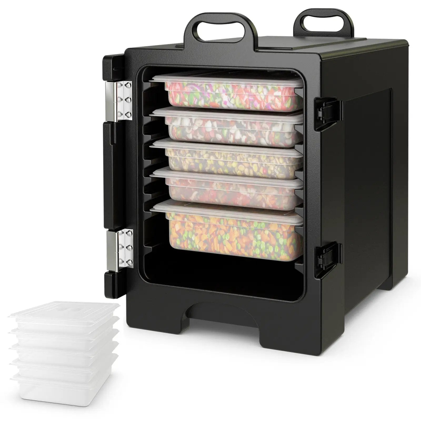 81 QT Hot Box Food Warmer with 5 Full-Size Pans and Handles Double Buckles by DirectDeals