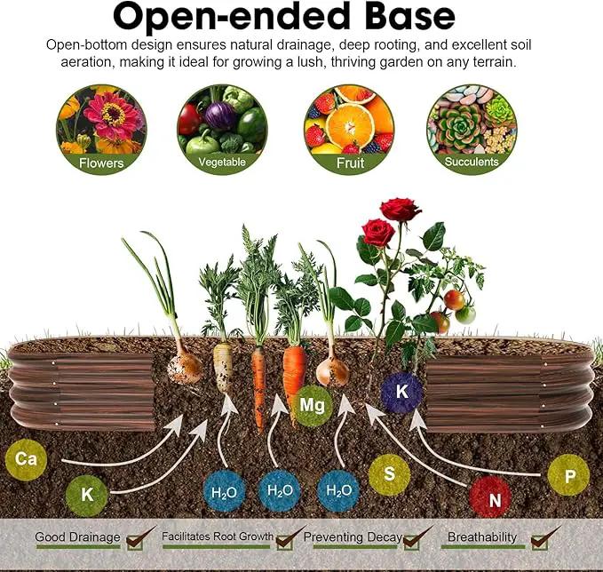 8x2x1ft Oval Galvanized Raised Garden Bed Outdoor 9-in-1 Large Metal Modular Planter Box Raised Beds for Gardening,Vegetables,Fruits,Flowers & Herbs (Brown) by GreenHaven Gardens