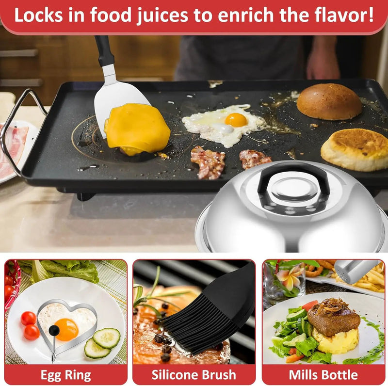 25Pcs Griddle Accessories Kit, Leonyo Flat Top Grill Accessories for Outdoor, Professional BBQ Griddle Tools Smash Burger Press Kit with Enlarged Spatulas Scraper, Basting Cover - PP Handle by GreenHaven Gardens
