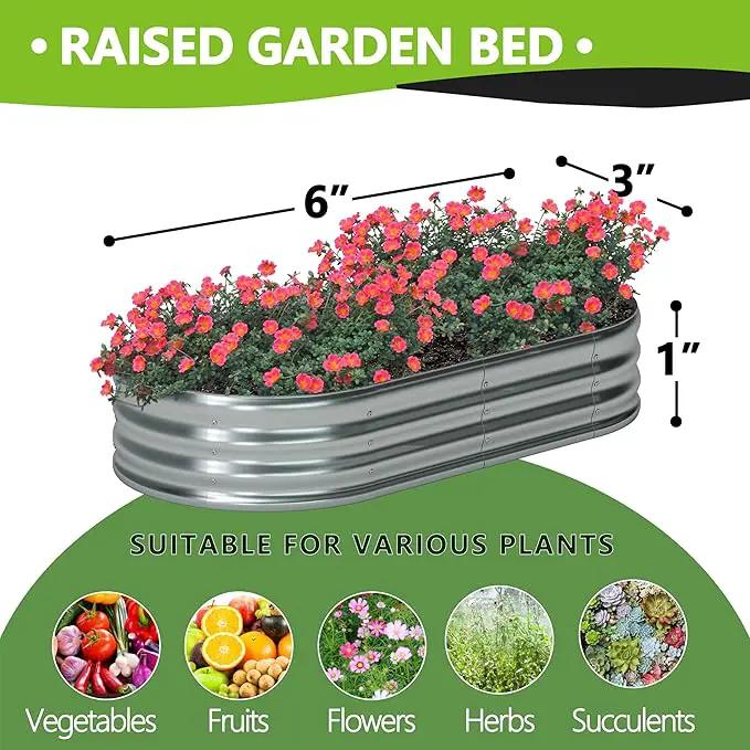 6x3x1ft(2 Pack) Oval Galvanized Raised Garden Bed,Outdoor Planter Box Metal Patio Kit Planting Bed for Vegetables Flowers and Succulents by GreenHaven Gardens