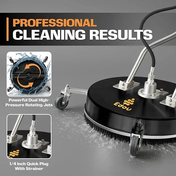 EDOU 20-Inch Dual Handle Pressure Washer Surface Cleaner, Wheels - Heavy Duty Composite Surface Pressure Washer - 4000 PSI Max - Includes 3/8-Inch Quick Connector Kit, Teflon Tape, Adapter Set by GreenHaven Gardens