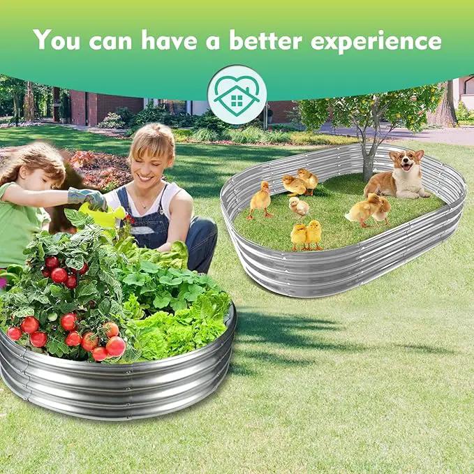 32 Inch Diameter Silver Galvanized Garden Raised Bed/Plant Box/Fire Ring-0.8mm Thick,12 Inch Tall,Crimped Edge and Corner,No Sharpe,Perfect for Plantings (2.7FT Diameter, Round) by GreenHaven Gardens