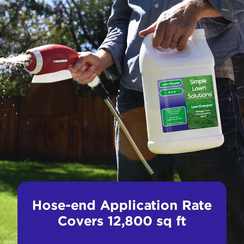 Commercial Grade Lawn Energizer - Grass Fertilizer Booster with Nitrogen, Iron, Micronutrients - Liquid Turf Spray Concentrated Fertilizer- Any Grass Type - Simple Lawn Solutions (1 Gallon) by GreenHaven Gardens