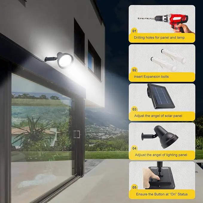 SUNLONG Solar Spotlights Outdoor Waterproof Bright Solar Wall Light Led Security Flood Light Solar Powered for Flag Patio Front Door Driveways-Automatically Activates at Dusk to Dawn (White) by GreenHaven Gardens